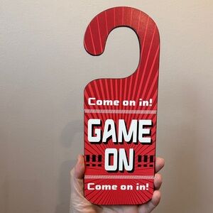 GAME ON Red Door Hanger - Home Games Sign